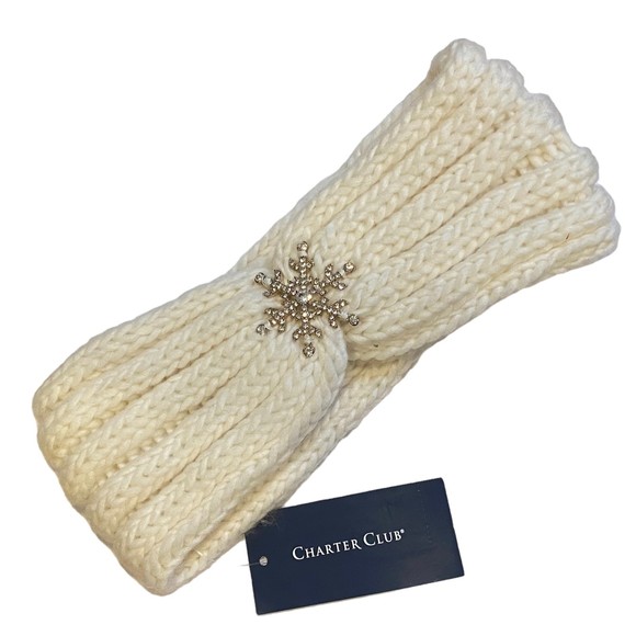 Charter Club White Jeweled Winter Headwrap NWT - Picture 1 of 5